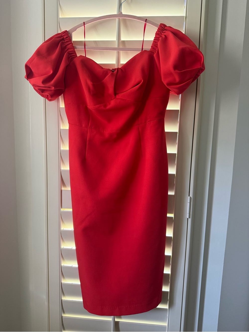 Milly Red Puff-Sleeve Mini Dress